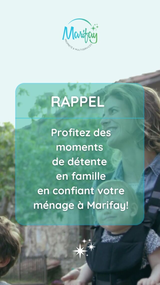 En confiant votre ménage à Marifay, vous gagnez du temps pour vous occuper de vos missions professionnelles et profiter des moments de détente ou de balades en famille 🎋👨‍👩‍👧‍👦☘️.

#ménage  #bordeauxmetropole #nettoyagemaison